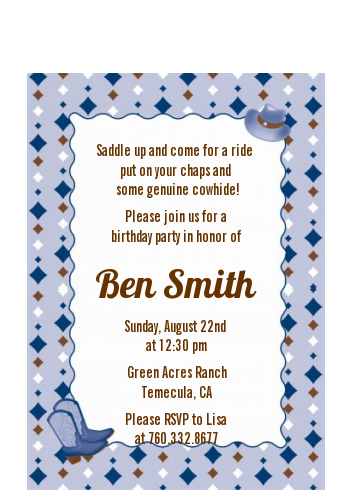 Cowboy Western - Birthday Party Petite Invitations