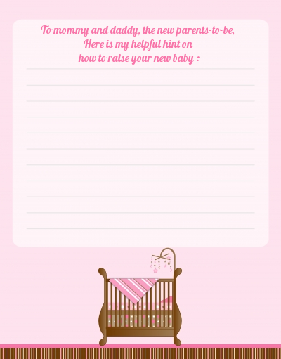 Crib Pink - Baby Shower Notes of Advice