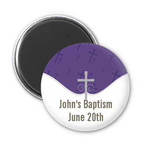  Cross Blue - Personalized Baptism / Christening Magnet Favors Blue