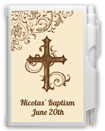 Cross Brown & Beige - Baptism / Christening Personalized Notebook Favor