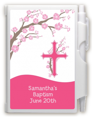 Cross Cherry Blossom - Baptism / Christening Personalized Notebook Favor