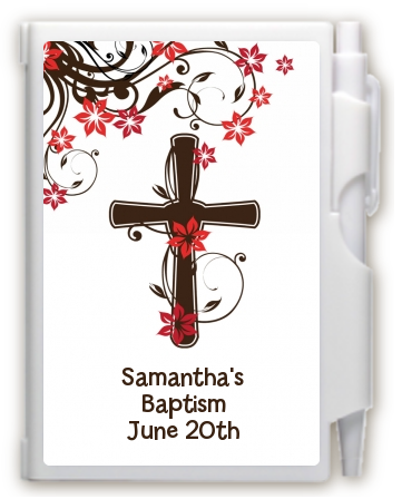 Cross Floral Blossom - Baptism / Christening Personalized Notebook Favor
