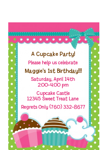 Cupcake Trio - Birthday Party Petite Invitations