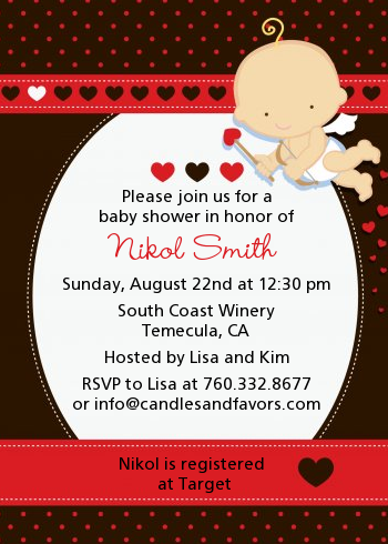  Cupid Baby Valentine's Day - Baby Shower Invitations Black Background
