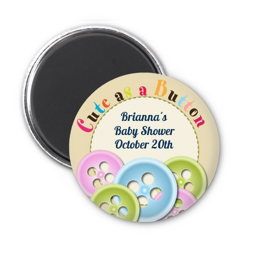  Cute As a Button - Personalized Baby Shower Magnet Favors Blue and Pink
