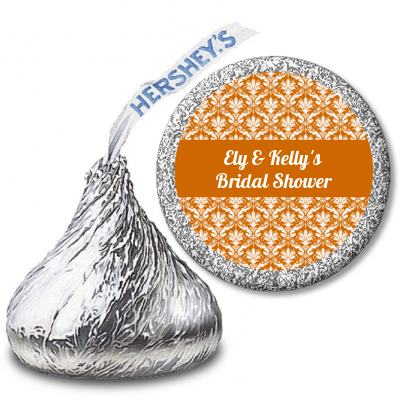 DAMASK BACKGROUND HERSHEY KISS STICKER LABELS OPTIONAL SIZES AND COLORS 