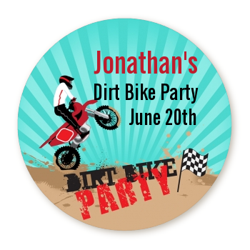  Dirt Bike - Round Personalized Birthday Party Sticker Labels 