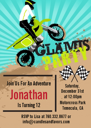  Dirt Bike - Birthday Party Invitations Dirt bike