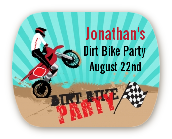 Dirt Bike - Personalized Birthday Party Rounded Corner Stickers