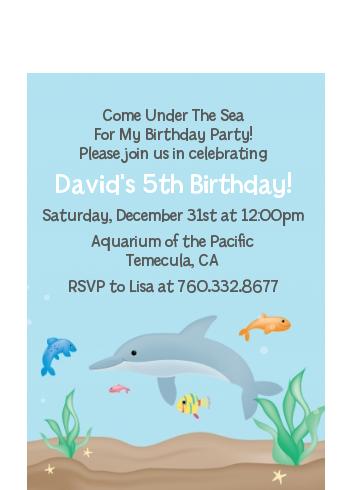 Dolphin - Birthday Party Petite Invitations