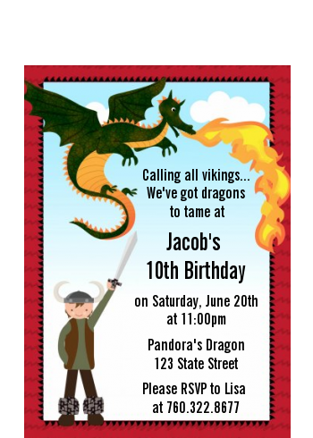 Dragon and Vikings - Birthday Party Petite Invitations