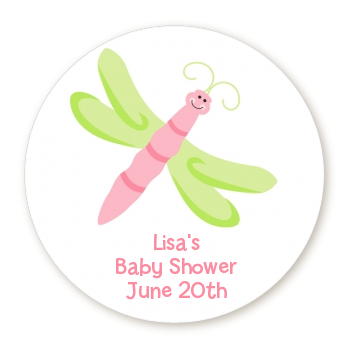 Dragonfly - Round Personalized Baby Shower Sticker Labels 