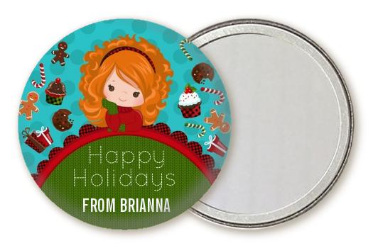  Dreaming of Sweet Treats - Personalized Christmas Pocket Mirror Favors Option 1