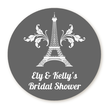 Paris Eiffel Round Personalized Bridal Shower/Wedding Sticker Labels 6 sizes 