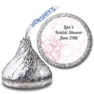 Elegant Flowers - Hershey Kiss Bridal Shower Sticker Labels