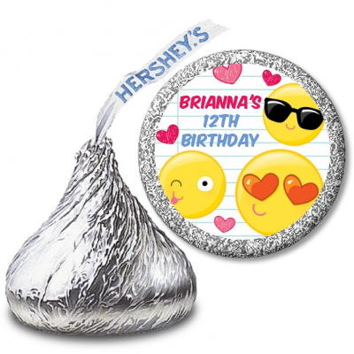 Emoji Fun - Hershey Kiss Birthday Party Sticker Labels