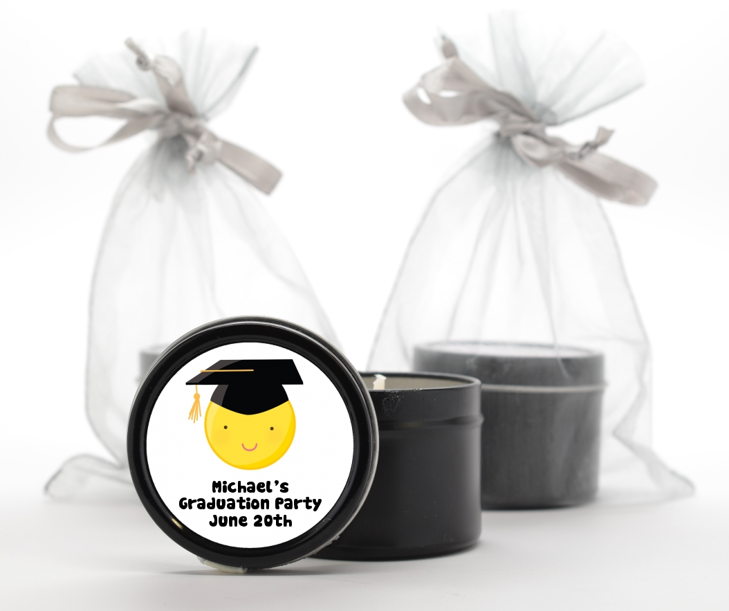  Emoji Graduate - Graduation Party Black Candle Tin Favors No Glasses