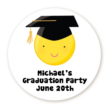  Emoji Graduate - Round Personalized Graduation Party Sticker Labels No Glasses