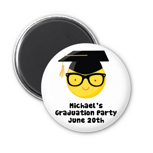 Emoji Graduate - Personalized Graduation Party Magnet Favors No Glasses