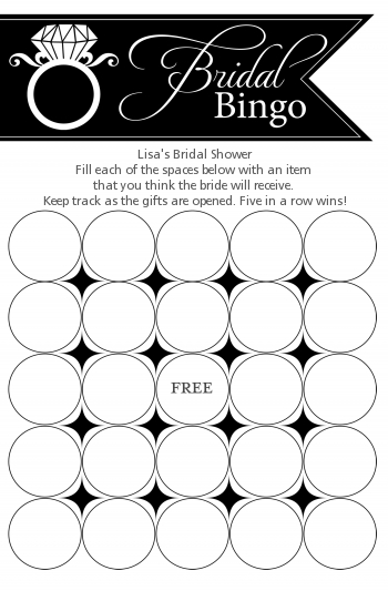 Engagement Ring Black - Bridal Shower Gift Bingo Game Card