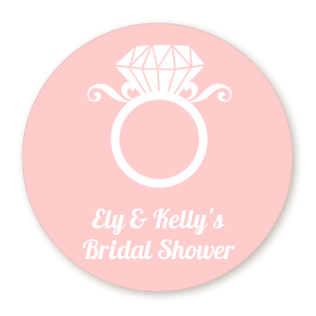  Engagement Ring - Round Personalized Bridal Shower Sticker Labels 