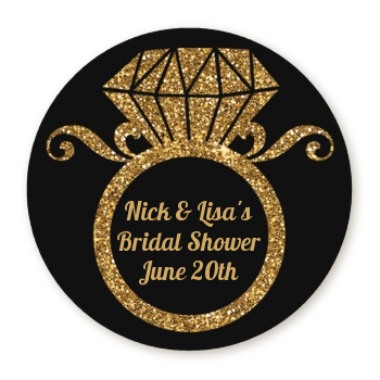 Engagement Ring Round Personalized Bridal Shower Wedding Sticker Labels 