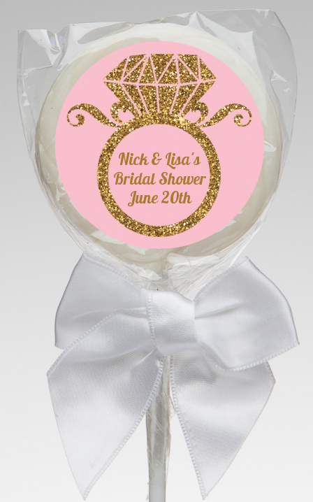 Engagement Ring Pink Gold Glitter Bridal Shower Lollipop Favors Engagement Ring Pink Gold Glitter Personalized Bridal Shower Lollipop Favors To Enlarge