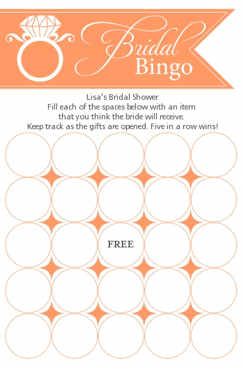 Engagement Ring Sherbert - Bridal Shower Gift Bingo Game Card