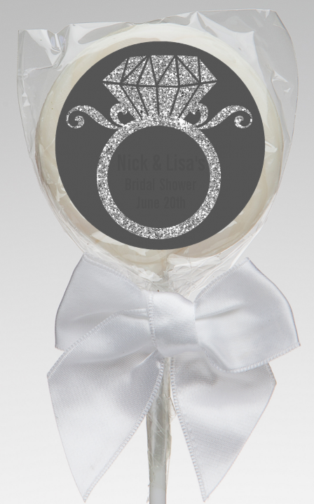  Engagement Ring Silver Glitter - Personalized Bridal Shower Lollipop Favors Option 1