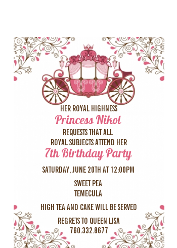 Fairy Tale Princess Carriage - Birthday Party Petite Invitations