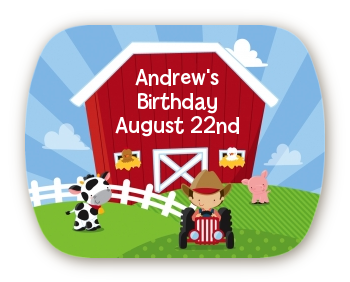 Farm Boy - Personalized Birthday Party Rounded Corner Stickers
