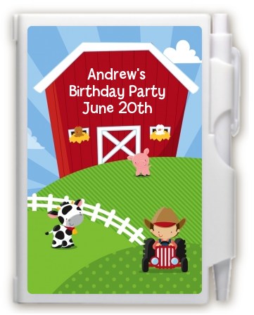 Farm Boy - Birthday Party Personalized Notebook Favor