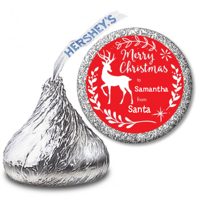 Festive Antlers - Hershey Kiss Christmas Sticker Labels