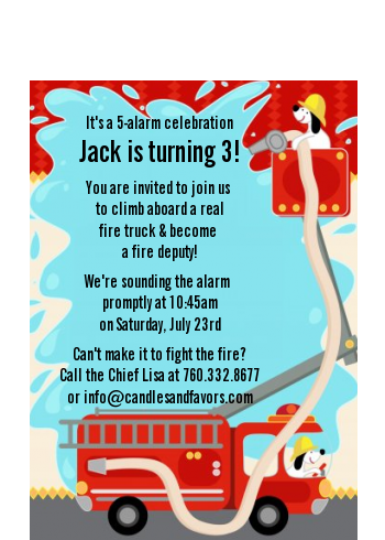 Fire Truck - Birthday Party Petite Invitations