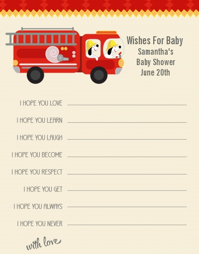 Fire Truck - Baby Shower Wishes For Baby Card