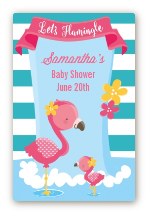  Flamingo - Custom Large Rectangle Baby Shower Sticker/Labels Baby Shower