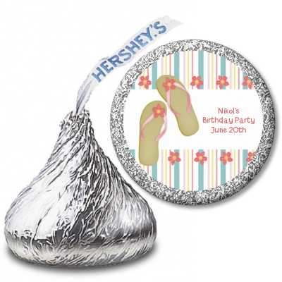 Flip Flops - Hershey Kiss Birthday Party Sticker Labels