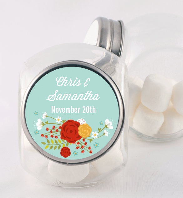  Floral Motif - Personalized Bridal Shower Candy Jar Option 1