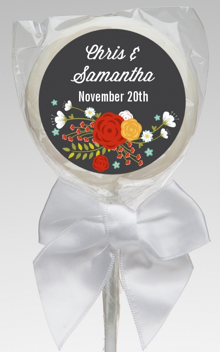  Floral Motif - Personalized Bridal Shower Lollipop Favors Option 1