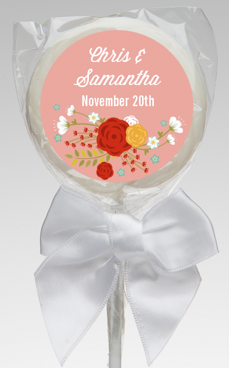  Floral Motif - Personalized Bridal Shower Lollipop Favors Option 1