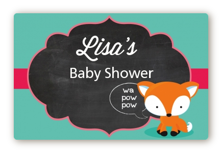 Fox and Friends - Baby Shower Landscape Sticker/Labels