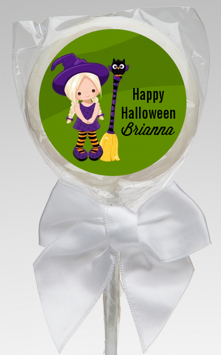  Friendly Witch Girl - Personalized Halloween Lollipop Favors Option 1