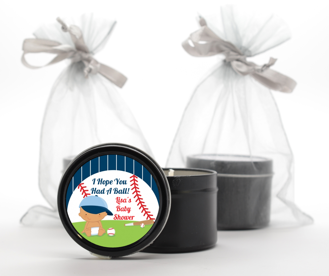  Future Baseball Player - Baby Shower Black Candle Tin Favors Caucasian
