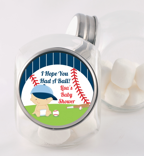  Future Baseball Player - Personalized Baby Shower Candy Jar Caucasian