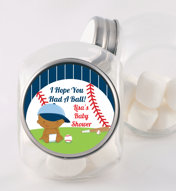  Future Baseball Player - Personalized Baby Shower Candy Jar Caucasian