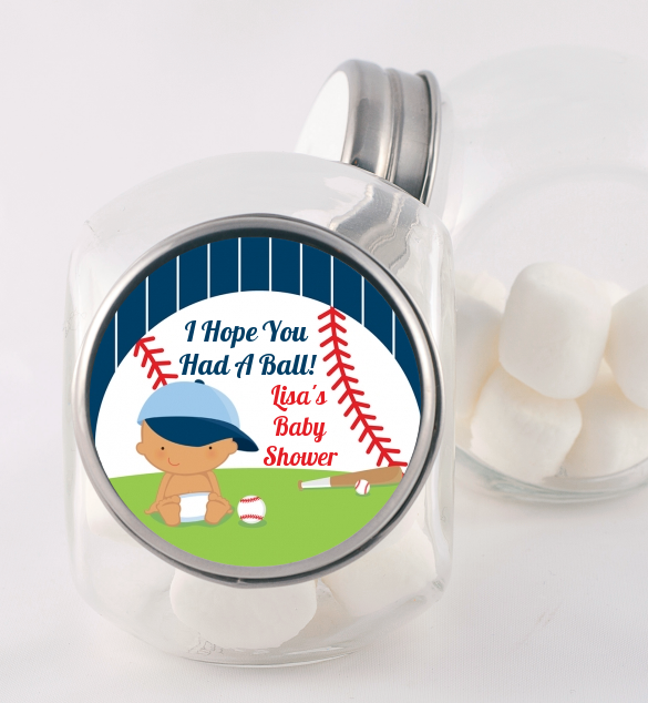  Future Baseball Player - Personalized Baby Shower Candy Jar Caucasian