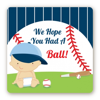  Future Baseball Player - Square Personalized Baby Shower Sticker Labels Caucasian