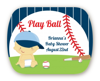  Future Baseball Player - Personalized Baby Shower Rounded Corner Stickers Caucasian