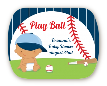  Future Baseball Player - Personalized Baby Shower Rounded Corner Stickers Caucasian