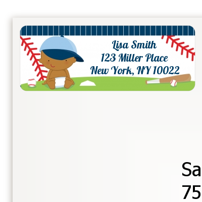  Future Baseball Player - Baby Shower Return Address Labels Caucasian